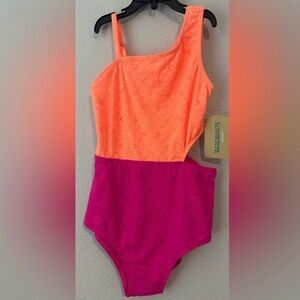 Thereabouts Girls Orange/Pink Split Side One Piece Swimsuit NWT Size XXS 4/5